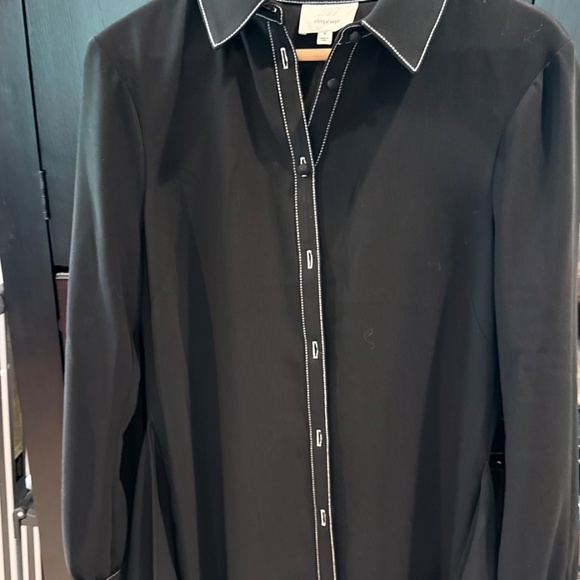 Cinq a sept 5a7; size 8; long dress shirt with bold white stitching, very cute - Picture 2 of 2